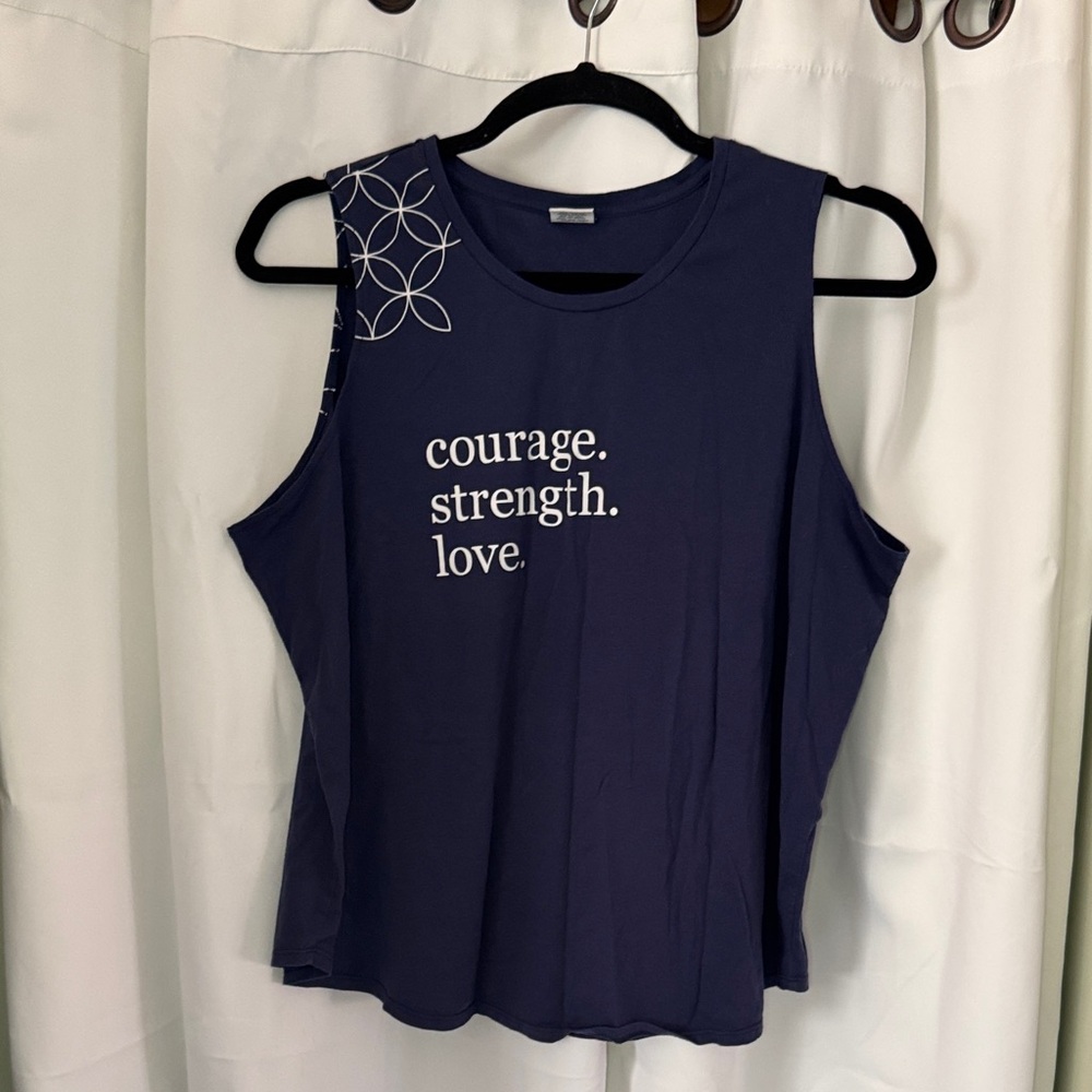 Women's Erin Condren EC Navy Sleeveless Top with Inspirational Print size XXXL